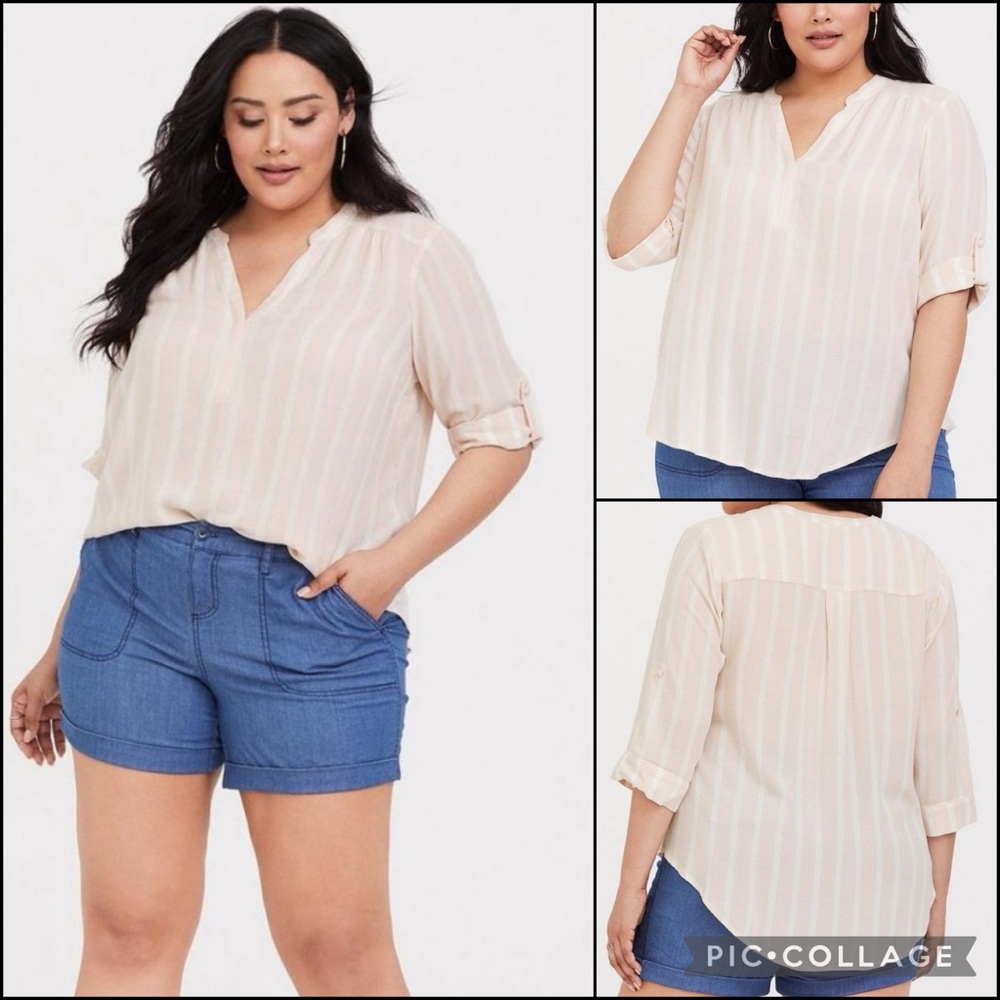 Torrid Pastel Pink & White Stripe Blouse Top